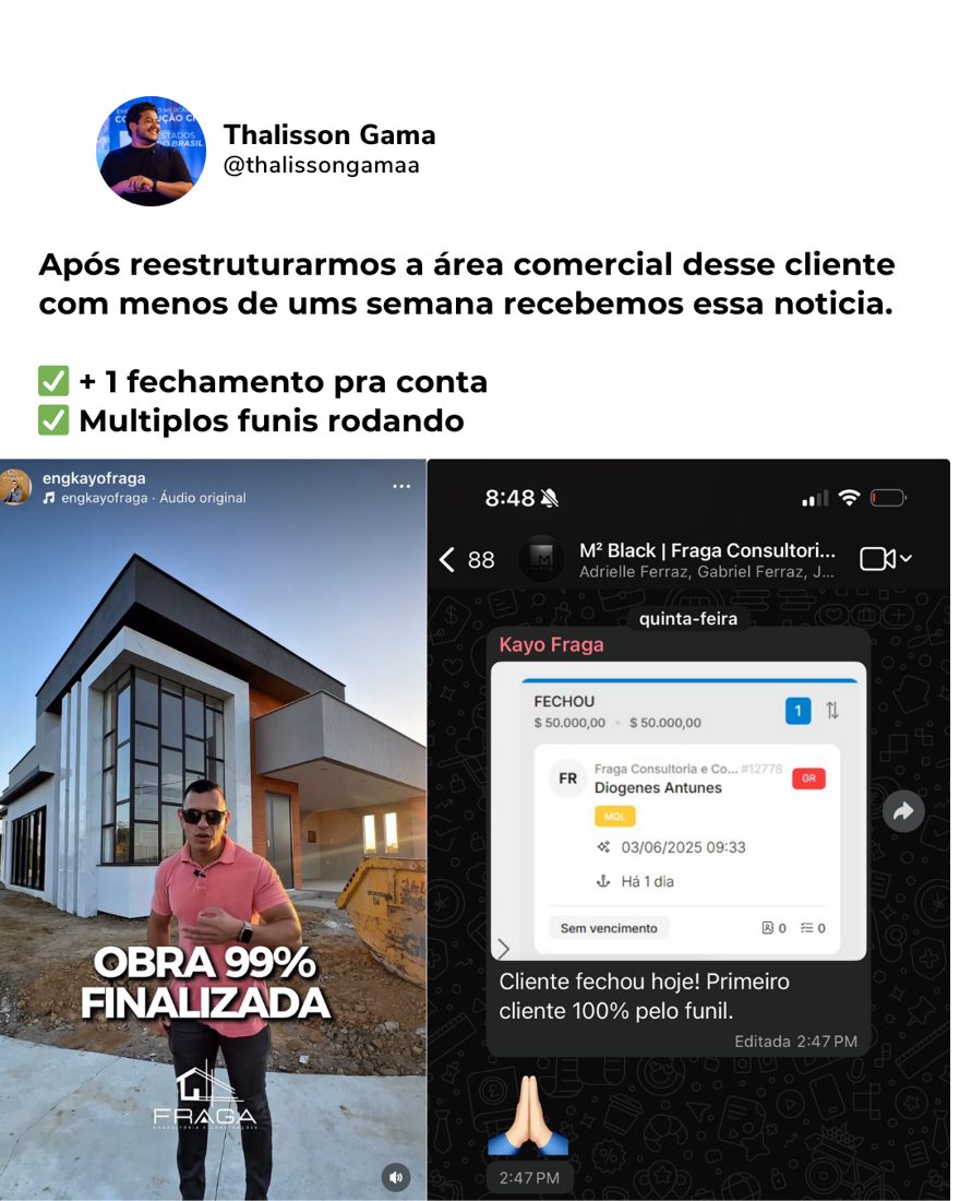 Área comercial, múltiplos funis rodando