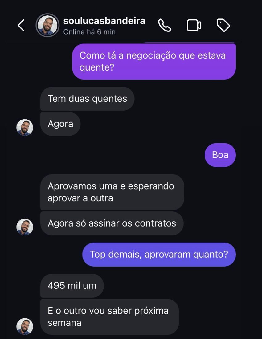 Negociação aprovada, R$ 495 mil